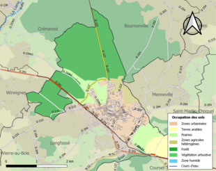 Kolorowa mapa przedstawiająca użytkowanie gruntów.