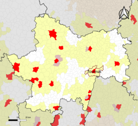 Saône-et-Loire bölgesindeki Tournus cazibe alanının konumu.