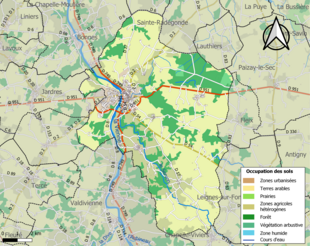 Barevná mapa znázorňující využití půdy.