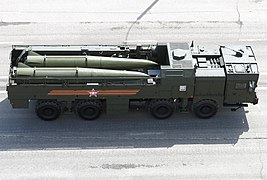 9T250-1 Transport Loader for Iskander-M system, view from above, at the 2015 Victory Day Parade in Moscow