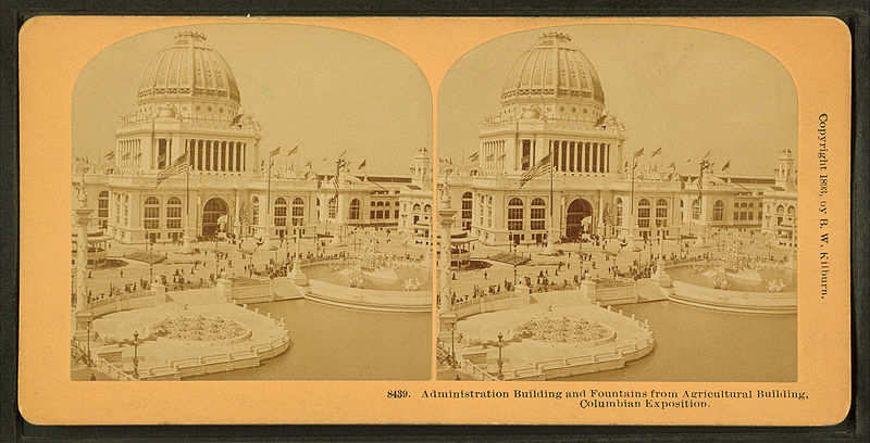 File:Administration building and fountains from Agricultural building, Columbian Exposition, by Kilburn, B. W. (Benjamin West), 1827-1909.jpg