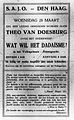 Advertentie lezing Wat wil het dadaïsme? door Theo van Doesburg, 28 maart 1923.