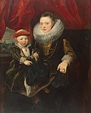 Anthony van Dyck - Dubbelportret van een vrouw met haar kind, ook wel Balthasarina van Lennik met haar zoon genaamd - ГЭ-6838 - Hermitage Museum.jpg
