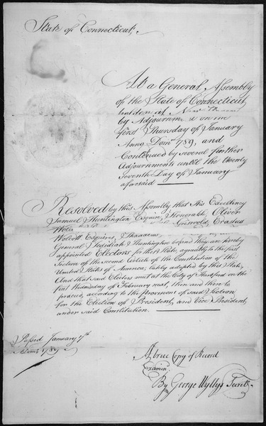 File:Appointments of electors for the state of Connecticut by Governor Samuel Huntington, 01-01-1789 - NARA - 306210.tif