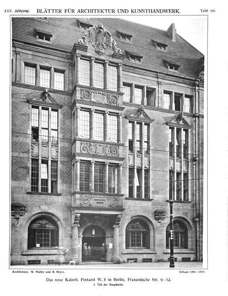 File:B kaiserl postamt französ str. 9-12 und jägerstr. 67-68 (blätter arch kunsthandw 25 (1912), Tf 99.jpg