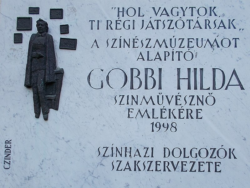 File:Bajor Gizi Actors' Museum. Plaque of Hilda Gobbi by Antal Czinder. - Budapest.JPG