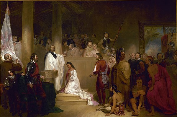 John Gadsby Chapman, The Baptism of Pocahontas (1840). A copy is on display in the Rotunda of the United States Capitol.