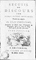 Recueil de discours sur diverses matieres importantes, 1731