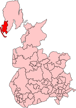 Barrow-in-Furness in Lancashire, boundaries used 1974-83 Barrow1974Constituency.svg