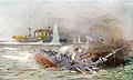 Maleri av tysk krigsskip som synker