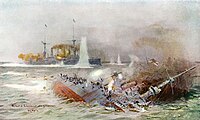 Az 1914. december 8-i falklandi csata (William Lionel Wyllie festménye)