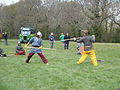 A battle reenactment scene, taking place at the Bustival 2012 event, held by Southern Vectis at Havenstreet railway station, Isle of Wight.