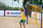 Deutsch: Beachhandball Europameisterschaften 2019 (Beach handball Euro); Tag 2: 3. Juli 2019 – Männer, Vorrunde Gruppe C, Nordmazedonien-Schweiz 0:2 (13:22, 18:19) English: Beach handball Euro; Day 2: 3 July 2019 – Women Preliminary Round Group A – Men Preliminary Round Group C – North Macedonia-Switzerland 0:2 (13:22, 18:19)