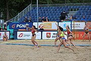 Deutsch: Beachhandball Europameisterschaften 2019 (Beach handball Euro); Tag 2: 3. Juli 2019 – Frauen, Vorrunde Gruppe D, Ukraine-Deutschland 2:0 (23:22, 32:24) English: Beach handball Euro; Day 2: 3 July 2019 – Women Preliminary Round Group D – Ukraine-Germany 2:0 (23:22, 32:24)