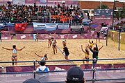 Deutsch: Beachhandball bei den Olympischen Jugendspielen 2018; Tag 5, 10. November 2018; Mädchen, Hauptrunde - Ungarn-Argentinien 1:2 English: Beach handball at the 2018 Summer Youth Olympics at 11 October 2018 – Girls Main Round – Hungary-Argentina 1:2