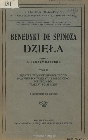 File:Benedykt de Spinoza - Dzieła Tom II.djvu