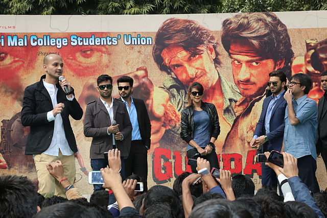 Bharat Jain interacting with the cast at a promotional event for the film.