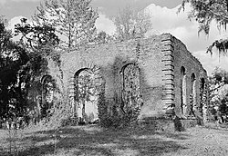 Église Biggin (ruines), rivière Cooper, branche ouest, environs de Moncks Corner (comté de Berkeley, Caroline du Sud) .jpg