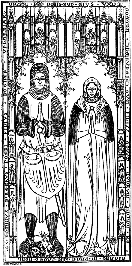 Drawing of the tomb of Bridget's parents in Uppsala Cathedral