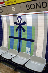 Tile-work on Jubilee line platform