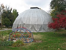 Buckminster Fuller's own home, undergoing restoration after deterioration. Buckminster Fuller dome in Carbondale.jpg