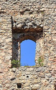 Window in the "High Mantle" (Mantle wall) Eisenberg Castle Eisenberg Germany