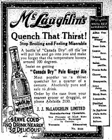 1916 Toronto Star ad for Canada Dry ginger ale Canada Dry Pale Ginger Ale Toronto Star ad 1916.jpg