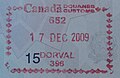Entry stamp at Dorval International Airport in Montreal, which is Pierre Elliott Trudeau's airport former name. This stamp was used by passport control officers at Canada's international airports.