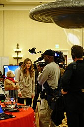 Candace Bailey in the production of an Attack of the Show! episode in January 2011. Candace Bailey in AOTS taping.jpg
