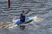 Deutsch: Kanusport bei den Olympischen Jugendspielen 2018; Tag 10, 16. Oktober 2018; Finalrennen Mädchen Einer-Canadier-Slalom: Doriane Delassus (Frankreich) - Zola Lewandowski (Deutschland) English: Canoeing at the 2018 Summer Youth Olympics at 16 October 2018 – Girls' C1 slalom Gold Medal Race: Doriane Delassus (France) - Zola Lewandowski (Germany)