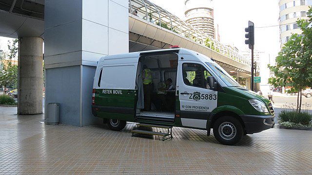 Carabineros work out of a Sprinter Mobile Command Station in Santiago