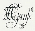 Gauß' squiggled signature of about 1794