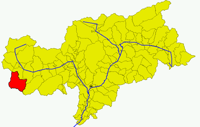 Poziția comunei în cadrul provinciei