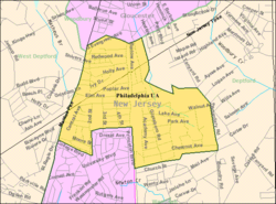 Карта Бюро переписи населения Вудбери-Хайтс, штат Нью-Джерси