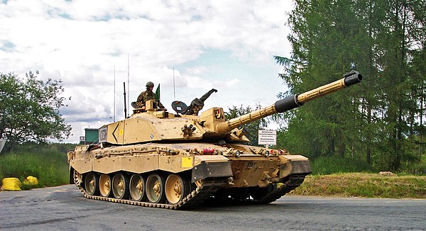 A Challenger 2 Tank of the Royal Scots Dragoon Guards (Squadron D) during live fire training exercises on Bergen-Hohne Training Area (Germany)