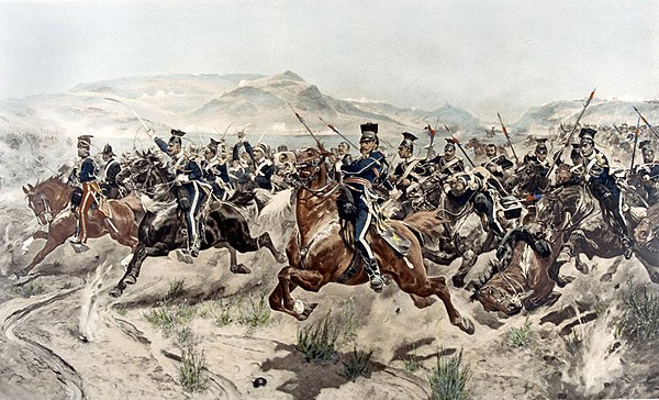 The Charge of the Light Brigade, a charge of British light cavalry against a larger Russian force, was made famous because of Lord Tennyson's poetic r