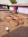 Cluster of clay pots for Water storage in Northern Ghana