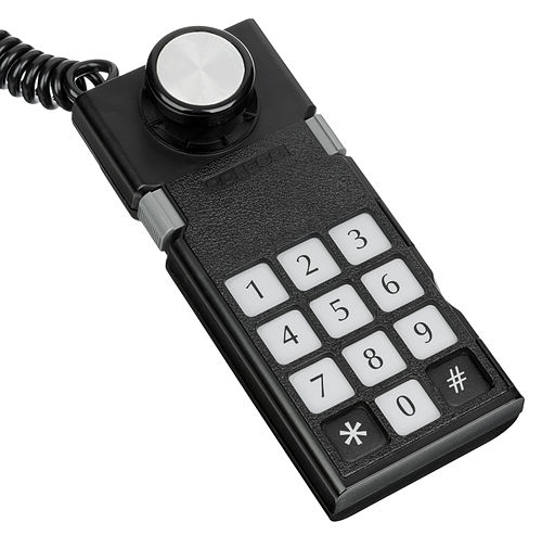 The ColecoVision Hand Controller has a number pad that can be fitted with overlays.