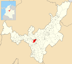 Location of Tunja in the department of Boyacá