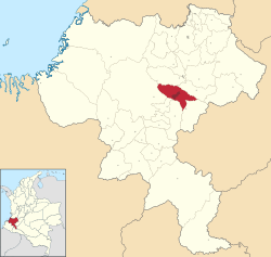 Lokasi kota dan wilayah Popayán di provinsi Kauka.