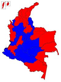 Résultats du deuxième tour de l'élection présidentielle colombienne, 1998.svg