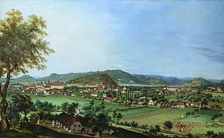 Graz von Südosten (vom Ruckerlberg), Tempera auf Papier