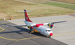 DAT OY-JRJ (ATR-42-320) at apron on EKRN (Bornholm airport).jpg