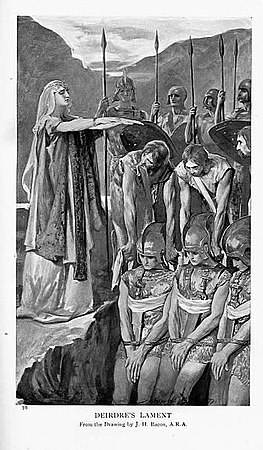 El lament de Deirdre. Dibuix de J. H. Bacon, c. 1905