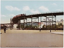 Until 1903, the Ninth Avenue elevated bypassed Morningside Heights (depicted in background) Detroit Photographic Company (0612).jpg