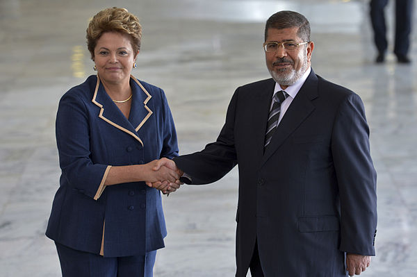 Morsi and Brazilian President Dilma Rousseff in Brasília, Brazil, May 2013