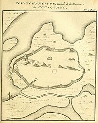 The map of Vou-chang-fou in Du Halde's 1736 Description of China, based on reports from the Jesuit mission