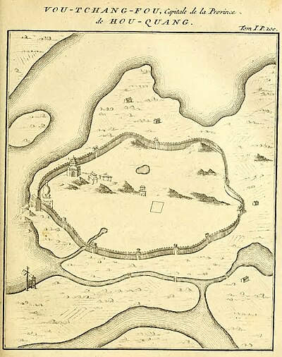The map of "Vou-chang-fou" in Du Halde's 1736 Description of China, based on reports from the Jesuit mission