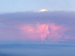 Erupción del 2011 vista desde el aire