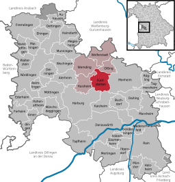 Läget för Fünfstetten i Landkreis Donau-Ries